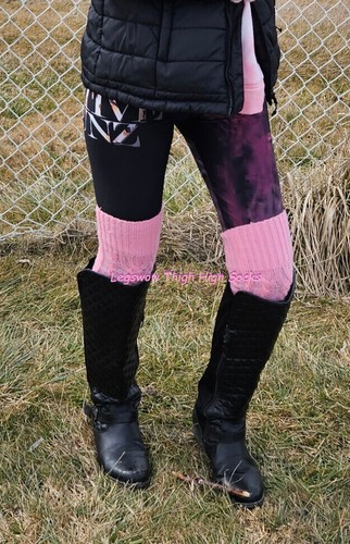 Cozy Long Cable Knit Knee High OTK Socks Womens School Girl Boot Pink White Grey - Picture 14 of 20