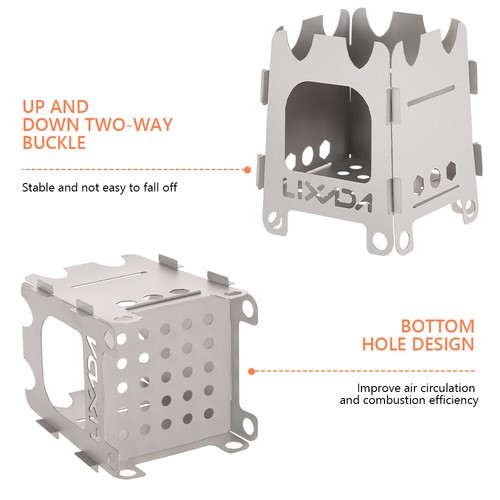 Lixada Titanium Outdoor Camping Stove Ultralight Wood Burning Stove for Fishing - Picture 9 of 12