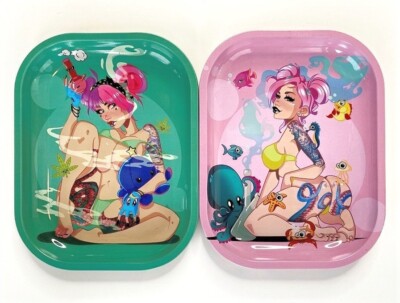 2 CUSTOM OCTOBOOTY TRAYS / 1 PINK & 1 TEAL / SIZE 7'' x 5.5'' + FREE SHIPPING