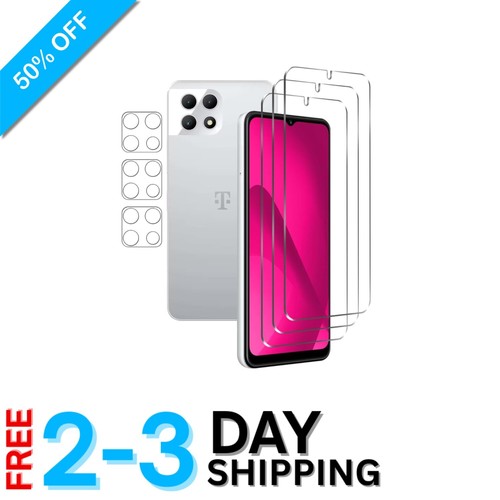 T-Mobile REVVL 7 Displayschutz - 3er Pack 9H Hartglas & Linsenschutzfolien
