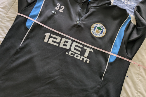 Wigan Athletic Football Tracksuit Top Black Blue White Size UK Medium - Picture 10 of 11