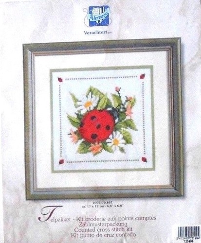 #70.867 VERVACO "MARIENKÄFER" BLUMEN KREUZSTICH-SET - NEU IN VERPACKUNG & BEZAUBERND! - Bild 1 von 2