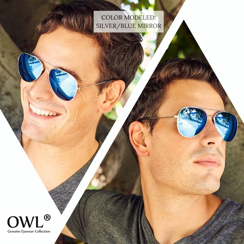 3 PAIRS OF SILVER FRAME COLORED BLUE MIRROR LENS AVIATOR STYLE METAL SUNGLASSES - Imagen 4 de 5