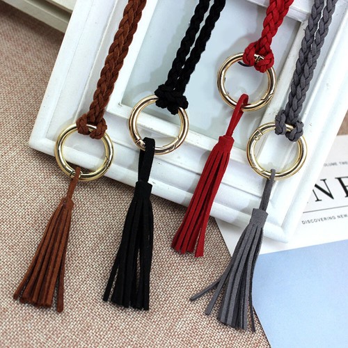 Women Self-Tie Rope Braided Woven Waist Belt Tassel Decorative Dress Waistband * - Bild 6 von 16
