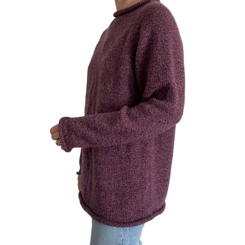 Vintage Womens Hand Knit American South Side Purple Alpaca Peruvian Sweater Sz L - Picture 6 of 9