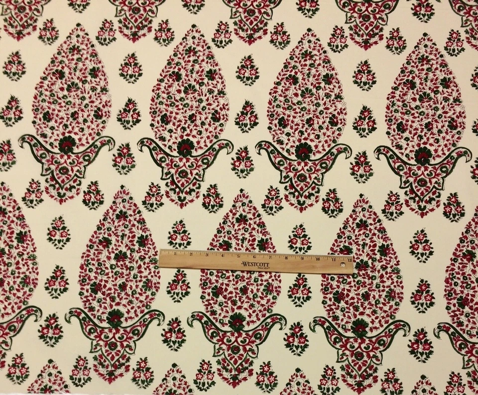 HILL BROWN CLARENCE HOUSE TOPO RED GREEN DAMASK EXCLUSIVE FABRIC BY YARD 54"W - Image 2 of 4