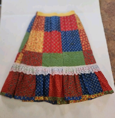 Vintage Her Majesty Girls Quilted Colorful Patchwork Skirt w/Lace Size 4 -USA - Picture 16 of 21