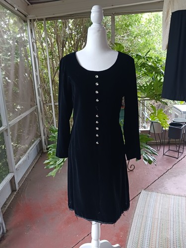 Vintage 1960er Jahre Mini Kleid Menge schwarz Samt S XS Union Label - Bild 12 von 21
