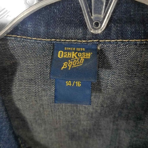 OshKosh B'Gosh Youth Large 14/16 Denim Trucker Jean Jacket Dark Wash Snap Front - Picture 7 of 9