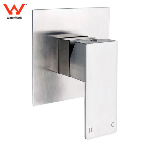 WELS Brushed Nickel Square Dual Shower Head Set Ceiling Wall Arm Rail Mixer Tap - Picture 40 of 59