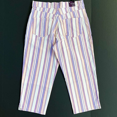 Gloria Vanderbilt Amanda Capri Größe 8 Band rosa Streifen Cropped Denim Hose Neu mit Etikett - Bild 9 von 12