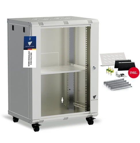 19" Netzwerkschrank Serverschrank Server-Racks 16U Grau 600x450x785 + Zubehör