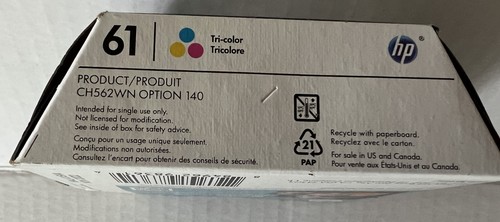 Cartucho de tinta original tricolor HP 61 CH562WN#140 EXP noviembre 2022 - Imagen 4 de 5
