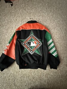 90s USA製 Jeff Hamilton MLBスタジャン S スーパービッグサイズ 90年代 MLB ジェフハミルトン レザー