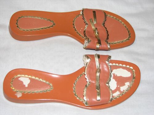 7,5 M Cole Haan femmes or orange tongs sandales chaussures mandarine robe plate - Photo 1/2