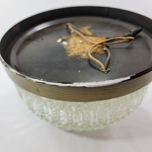 Vintage Mid Century Art Deco Ceiling Light Fixture glass Hobnail Oval Dots 10" - Picture 12 of 14