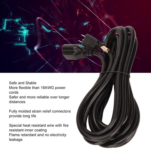 For NEMA 5 15P To 5 15R Cord 16AWG Heavy Duty 3 Prong Power Extension Cable F FY - Afbeelding 19 van 22