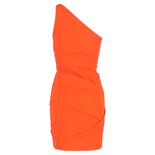 Versace One-Shoulder Mini Fitted Dress in Orange Viscose - Picture 3 of 6