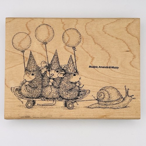 Stampendous Haus Maus Slow Riders Gummistempel Schnecke Mäuse Skateboard Luftballons