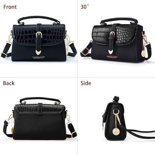 Retro Umhängetasche Crossbody Handtaschen für Damen, trendiger Krokodil Designer schwarz - Bild 4 von 6