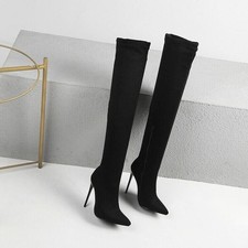 Women's Pointy Toe Stretch Boots Over The Knee Thigh High Party High Heel Shoes