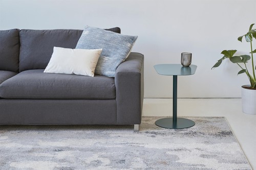 Chroma Modern Metal End Table Space Saving C Shaped Design in Green - Picture 3 of 6