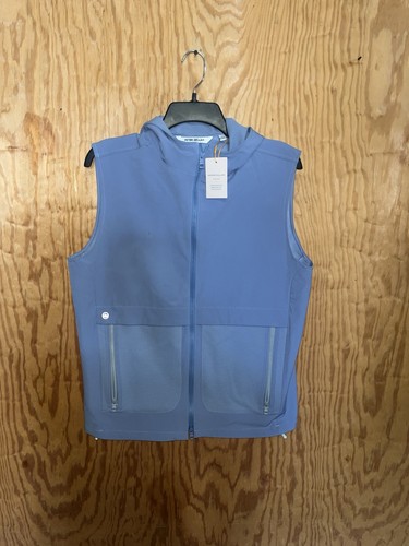Peter Millar Via Vest Small Infinity Blue Full Zip Hooded Pockets Jacket $225 - Picture 2 of 12