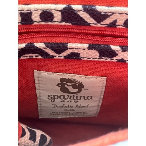 Spartina 449 Bag Daufuskie Island Line Leather Navy Blue Pattern - Picture 2 of 9