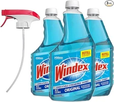 Windex Refill Original Blue Glass & Window Blue Scent, 32 Fl Oz (Pack of 3)