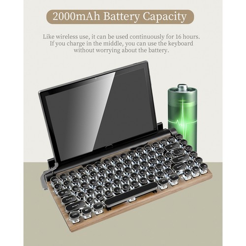 83 Keys Gaming Keyboards Retro Typewriter Keyboard  Bluetooth Keyboard USB3120 - Bild 2 von 10