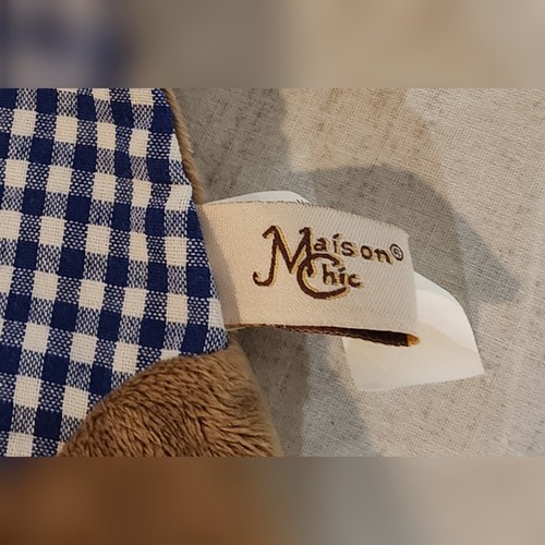 Maison Chic Horse Pony Blue Gingham Check Lovey Security Blanket Pacifier Holder - Picture 3 of 3