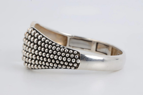 7" Michael Dawkins 925 Silber Kiesel Scharnier Manschette Armband (37,12 g.) - Bild 2 von 3