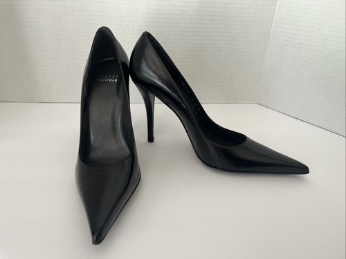Stuart Weitzman schwarz Leder spitz zulaufend Pumps schmal 4" Absatz Größe 6 1/2 - Bild 2 von 8