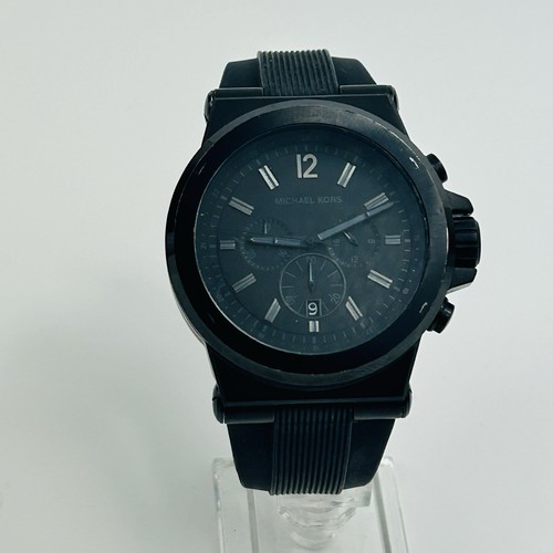 Michael Kors Dylan Watch Men 53mm Black Dial MK8152 Chronograph Date New Battery - Picture 2 of 13