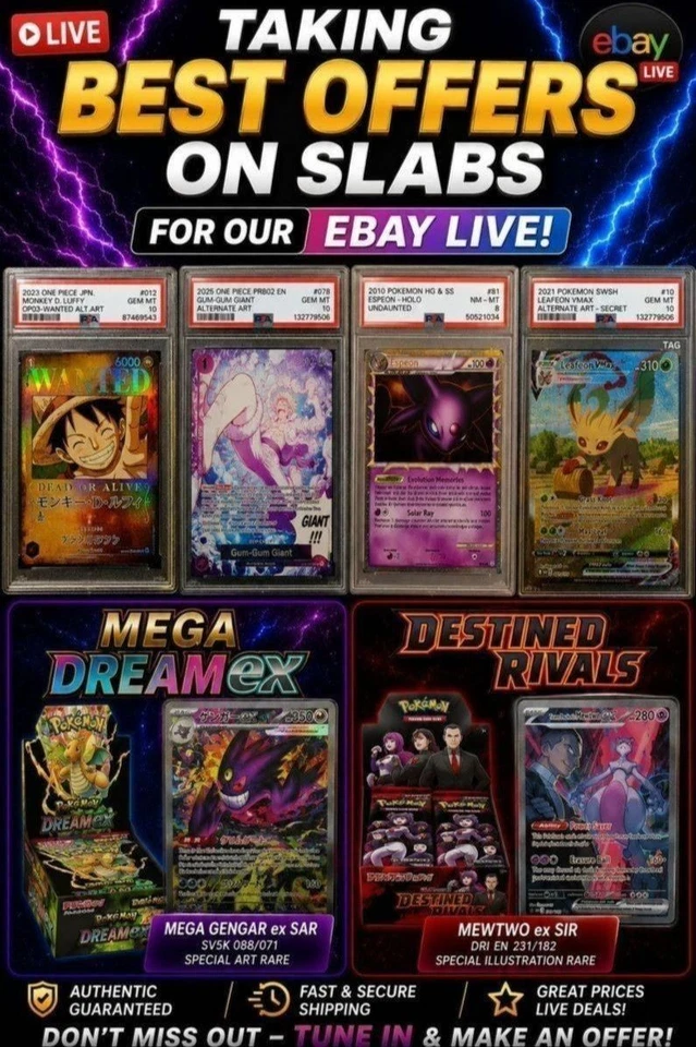 TAG + PSA Slabs! TCG RIPS! Pokémon, OP, Dragon Ball & more! Hang w/ Ruby