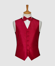 Pink Waistcoat Vest Shantung Sheen Fuchsia Single Breasted Wedding WW1867/3