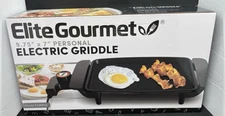 Elite Gourmet Electric 9.75 " x 7" Personal Compact Griddle, Cool-touch Handles