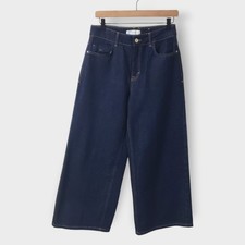 ZARA Wide Leg High Rise Cropped Jeans Dark Wash Denim Women Size 4 Contemporary