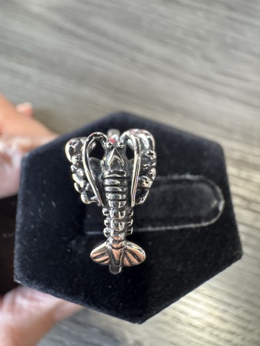 Anello in argento sterling 925 ossidato con aragosta gamberi misura 8 - Foto 6 di 12