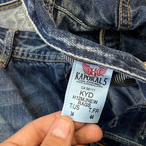 Jeans Kaporal Vintage Logo Grande Y2K Denim Thrashed Denim Lavado Para Hombres - Imagen 6 de 19