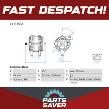Alternator 0986044651 Bosch R98AB10300JC 1M5T10300BA 1M5T10300BB 1M5T10300BC