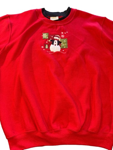 Top Stitch By Morning Sun Red Snowman Grandmas 90’s Vintage Christmas Size Large - Picture 3 of 12