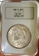 1902-O NGC MS63 Morgan Dollar. Excellent 90% Silver Coin. Older Holder. ??????