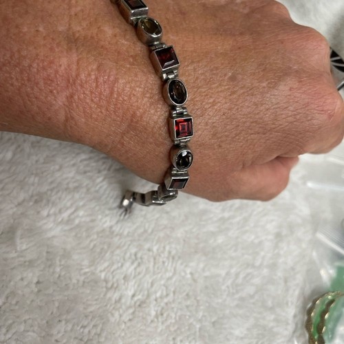 C. Acleoni Granat, Rauchquarts & Sterlingsilber Armband - Bild 2 von 8