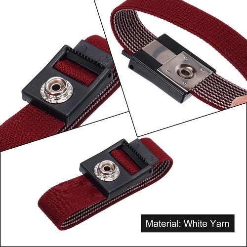 3Stk ESD Antistatisch Handgelenk Riemen 3.5" Antistatik Armband Silber Garn Rot - Bild 3 von 5