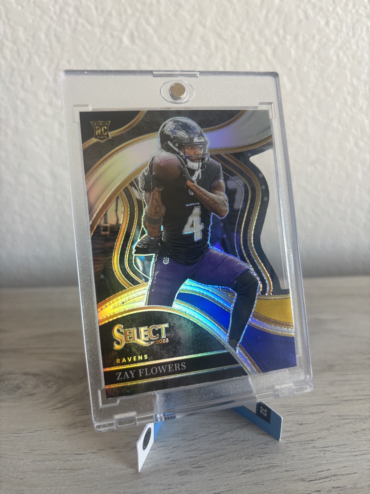 2023 Panini Select - Club Level Zay Flowers #201 Black & Gold Prizm Die-Cut (RC)