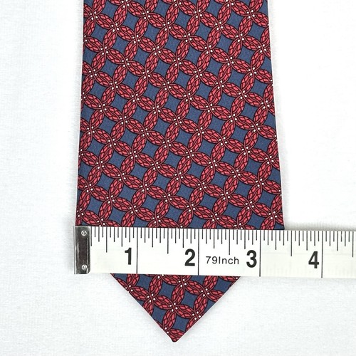 HERMÈS ART 7346 PA Red & Blue Diamond Geometric 100% Silk Tie 57 x 3 1/2 - Picture 11 of 12