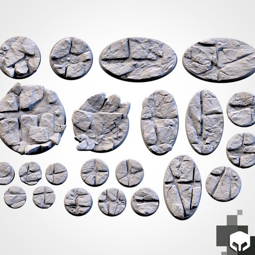 Bases escénicas de resina estilo volcánico 25 mm, 32 mm, 40, 50 mm, 60 mm, 80 mm, redondas, ovaladas - Imagen 2 de 9