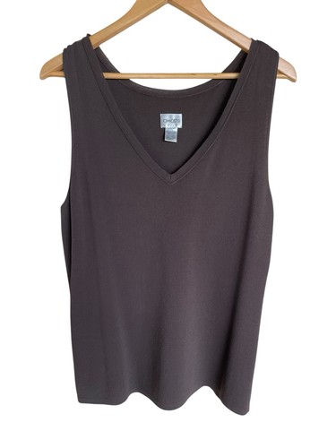 Chicos 3 Top Womens Brown Sleeveless Tank Shell Lightweight Stretch - Picture 2 of 6