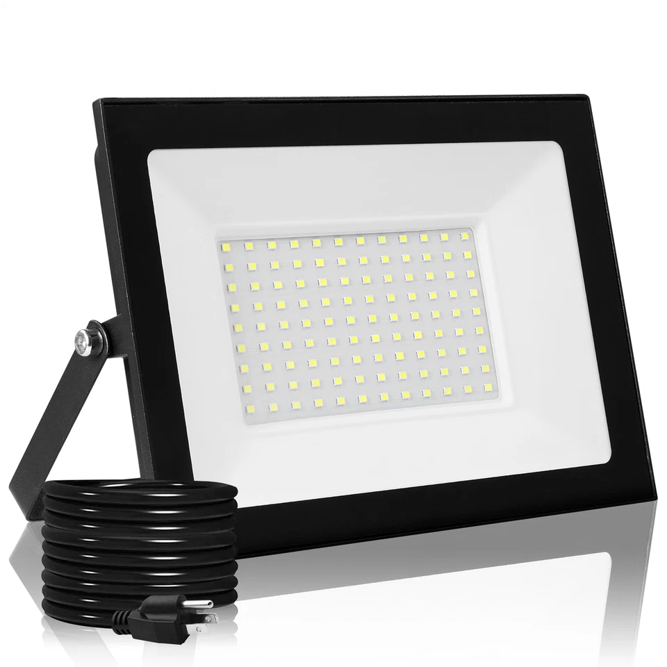 LED Flood Light 50W 100W Spotlight Security Garden Outdoor Lamp W/ US Plug - Image 4 of 4